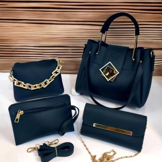 Upgrade Your Style: 4pcs Leather Handbags