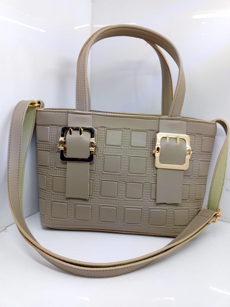 Leather handbag with long strap