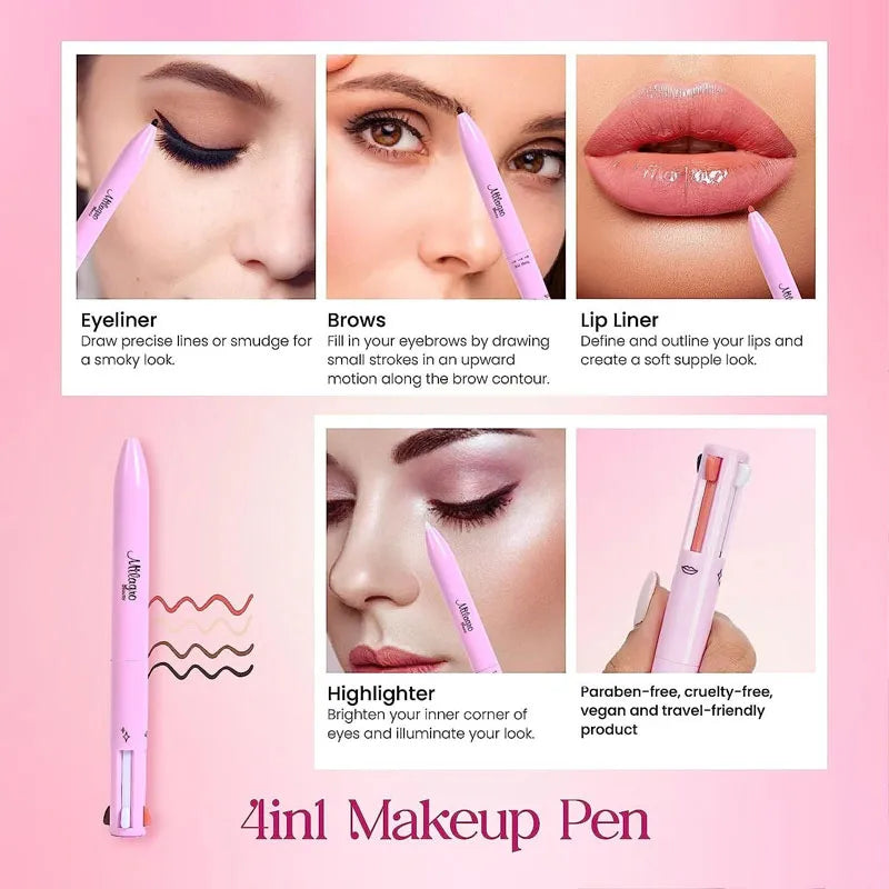 Pen - Eye Liner Brow, Lip Liner, Highlighter - Waterproof Makeup Pen 4 in 1 Makeup