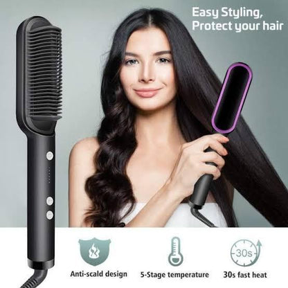 2-in-1 Electric Hair Straightener Brush