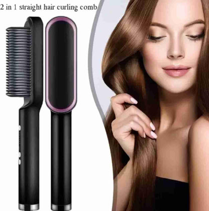 2-in-1 Electric Hair Straightener Brush