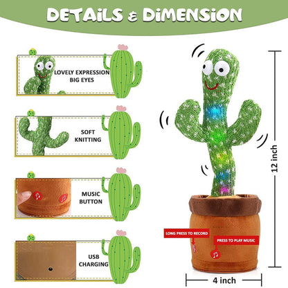 Rechargeable Dancing Cactus With Lights Music And TalkBack