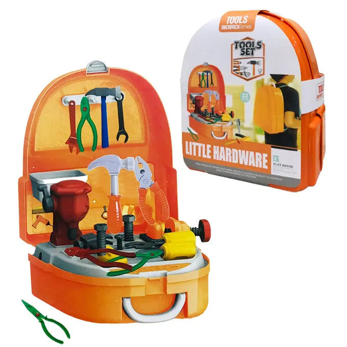 Little Hardware Tools Backpack for Kids - 22 Pieces Set - Tools Play House