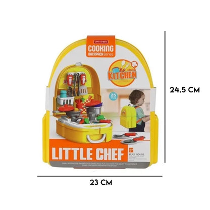 Little Cheff Cooking Backpack for Kids - 25 Pieces Set - Kitchen Play House